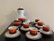 Vintage 1970's 17-pc Bavaria Schumann Arzberg Coffee Set. Orange, Brown, White