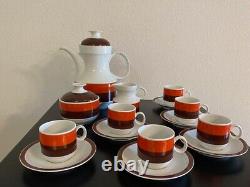 Vintage 1970's 17-pc Bavaria Schumann Arzberg Coffee Set. Orange, brown, white