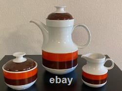 Vintage 1970's 17-pc Bavaria Schumann Arzberg Coffee Set. Orange, brown, white