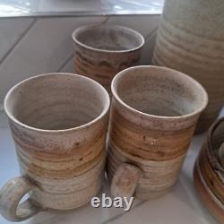Vintage 1970's Conwy Pottery Welsh Studio Stoneware Coffee Set 9 Piece Service
