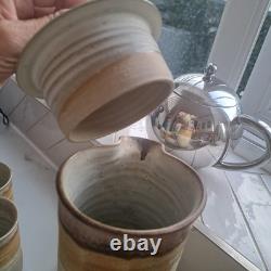 Vintage 1970's Conwy Pottery Welsh Studio Stoneware Coffee Set 9 Piece Service