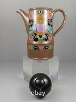Vintage 1970's Sadler Owl Folk Art Coffee Set Coffee Pot Milk Sugar Cups Saucers