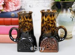 Vintage 1970s Fosters Pottery Troika Style Chimney 10 Piece Coffee Set