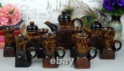 Vintage 1970s Fosters Pottery Troika Style Chimney 10 Piece Coffee Set