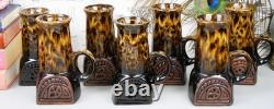 Vintage 1970s Fosters Pottery Troika Style Chimney 10 Piece Coffee Set