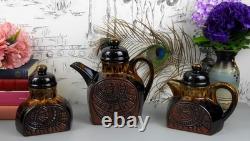 Vintage 1970s Fosters Pottery Troika Style Chimney 10 Piece Coffee Set