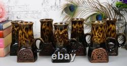 Vintage 1970s Fosters Pottery Troika Style Chimney 10 Piece Coffee Set
