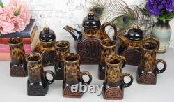 Vintage 1970s Fosters Pottery Troika Style Chimney 10 Piece Coffee Set