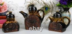 Vintage 1970s Fosters Pottery Troika Style Chimney 10 Piece Coffee Set