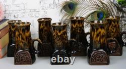 Vintage 1970s Fosters Pottery Troika Style Chimney 10 Piece Coffee Set