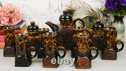 Vintage 1970s Fosters Pottery Troika Style Chimney 10 Piece Coffee Set
