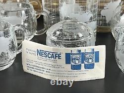 Vintage 1970s NESTLE Nescafe Glass World Globe Coffee Set 16 Pieces