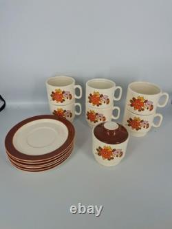 Vintage 1970s Pagnossin Earthenware Coffee Set Made in Italy Retro Floral