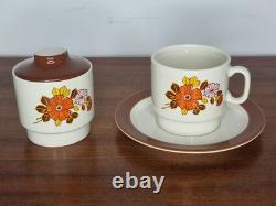 Vintage 1970s Pagnossin Earthenware Coffee Set Made in Italy Retro Floral
