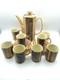Vintage 1970s Price & Kensington Phoenician Coffee Set. Ribbed Wood Effect Vgc