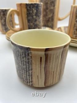 Vintage 1970s Price & Kensington Phoenician Coffee Set. Ribbed Wood Effect VGC