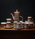 Vintage 1970s Rye Cinque Ports Pottery Coffee Set Brown Stripe 17pcs