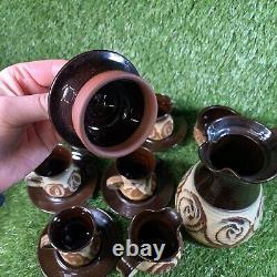 Vintage 1975 Alvingham Pottery (Pru Green) 13 Piece Handmade Coffee Set