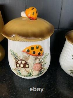 Vintage 1978 Sears and Roebuck Merry Mushroom Canister Set Excellent Condition