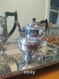 Vintage 1980's Silver Plated Tea/Coffee Set with tray By Viners Sheffield UK