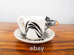 Vintage 1980s English Demitasse 25 Piece Coffee Set Tom Hatton Zebras Whimsical