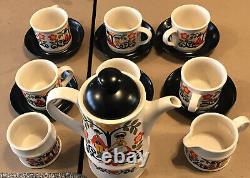 Vintage 1980s Sadler Rooster Folk love Art Coffee Set (16 pieces) unused