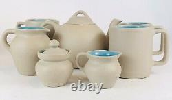 Vintage 1990's The Pigeon Forge Pottery Tennessee Sand Tea Set Coffee Cups 9pc