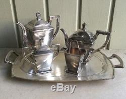 Vintage 20s 30s Art Deco SIU KEE CHinese Sterling marked Coffee Tea Set 5 Pcs