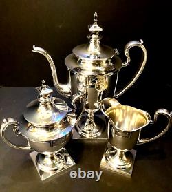 Vintage 3 Piece Classic Art Deco Inspired Silverplate Tea Set or Coffee Service