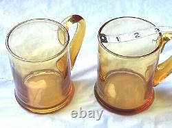 Vintage 30 Piece Amber Glass Set Tea & Coffee Service, Coffee Mugs & Side Plates