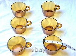 Vintage 30 Piece Amber Glass Set Tea & Coffee Service, Coffee Mugs & Side Plates