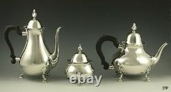 Vintage 3pc Tiffany & Co Heavy Sterling Silver Tea Coffee Set Flame Finials