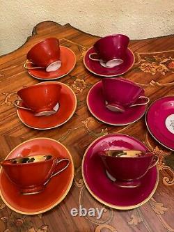 Vintage 6 Cups 6 Saucers German Bavaria Tirschenreuth Porcelain Coffee Set