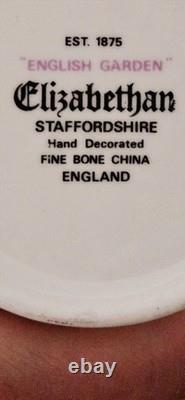 Vintage 60s Elizabethan Fine Bone China Tea Coffee Mugs English garden Set Of 6 Vintage 60s Elizabethan Fine Bone China Tea Coffee Mugs English garden Set Of 6