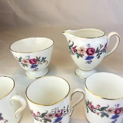 Vintage 60s Wedgwood Devon Sprays Coffee Pot Espresso Set Floral Pink Bone China