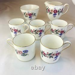 Vintage 60s Wedgwood Devon Sprays Coffee Pot Espresso Set Floral Pink Bone China