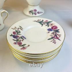 Vintage 60s Wedgwood Devon Sprays Coffee Pot Espresso Set Floral Pink Bone China