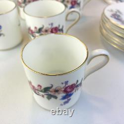 Vintage 60s Wedgwood Devon Sprays Coffee Pot Espresso Set Floral Pink Bone China