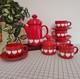 Vintage 70's Waesterbach German Heart Design Red Tea/ Coffee Set
