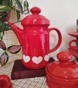 Vintage 70's Waesterbach German Heart Design Red Tea/ Coffee Set