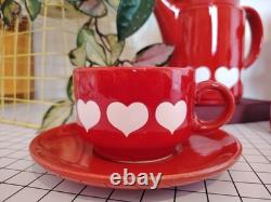Vintage 70's Waesterbach German Heart Design Red Tea/ Coffee Set