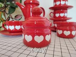 Vintage 70's Waesterbach German Heart Design Red Tea/ Coffee Set