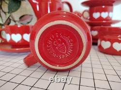 Vintage 70's Waesterbach German Heart Design Red Tea/ Coffee Set