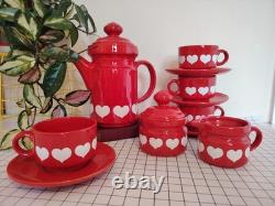 Vintage 70's Waesterbach German Heart Design Red Tea/ Coffee Set