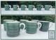 Vintage 70s 80s Gien France Ceramic Espresso Coffee Mugs Set Of 6 Green 6cm Vgc