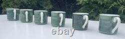 Vintage 70s 80s Gien France Ceramic Espresso Coffee Mugs Set of 6 GREEN 6cm VGC