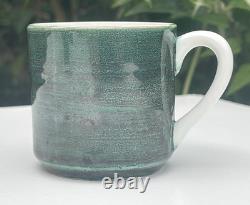 Vintage 70s 80s Gien France Ceramic Espresso Coffee Mugs Set of 6 GREEN 6cm VGC