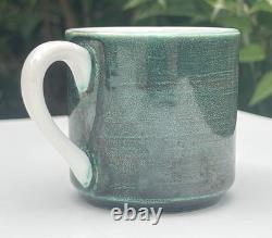 Vintage 70s 80s Gien France Ceramic Espresso Coffee Mugs Set of 6 GREEN 6cm VGC