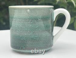 Vintage 70s 80s Gien France Ceramic Espresso Coffee Mugs Set of 6 GREEN 6cm VGC