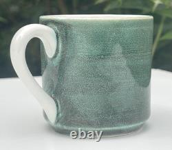 Vintage 70s 80s Gien France Ceramic Espresso Coffee Mugs Set of 6 GREEN 6cm VGC